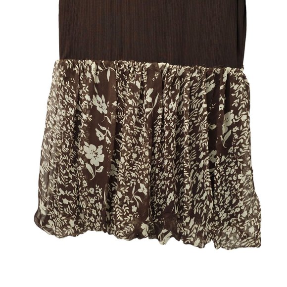 Pretty Angel Chocolate Floral Boho Tunic Top Womens L Crochet Trim Button Detail - Picture 13 of 15